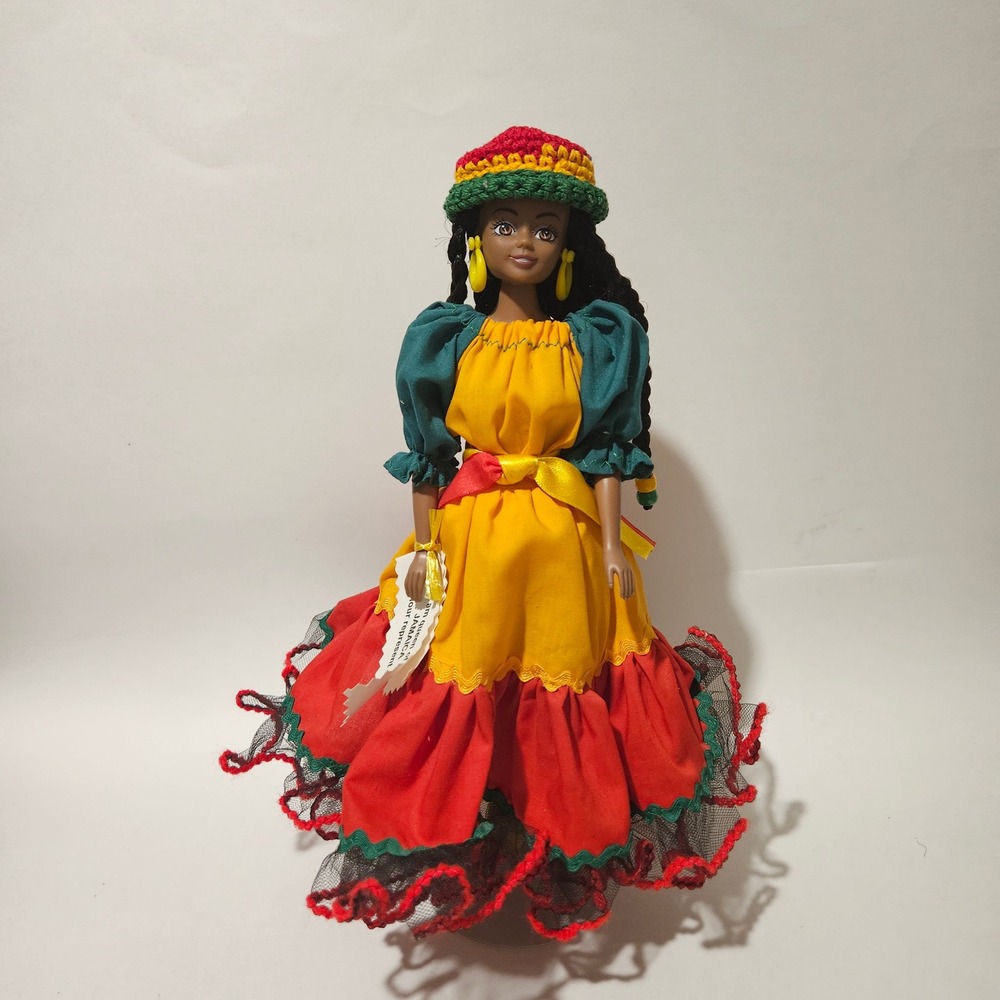 Mary Hart Jamaica Queen of Reggae Doll Rasta Colors Braids Hand Designed 11.5in